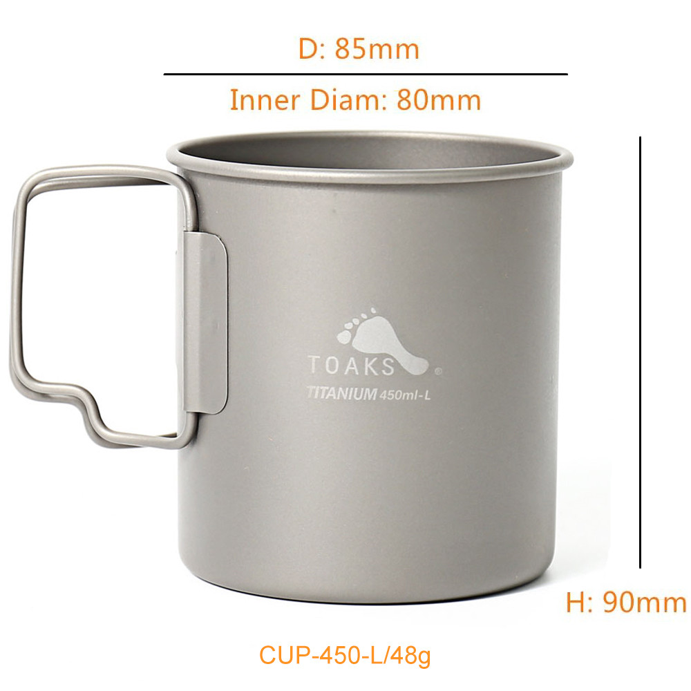 TOAKS Titanium 750ml Pot and 450ml Cup Ultralight Version Set Titanium Outdoor Tablere Camg Mug Pot