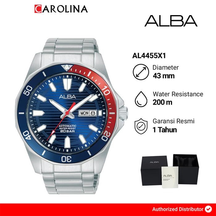 Sale Jam Tangan Pria Alba Al4455X1 Automatic Diver Blue Pattern Dial