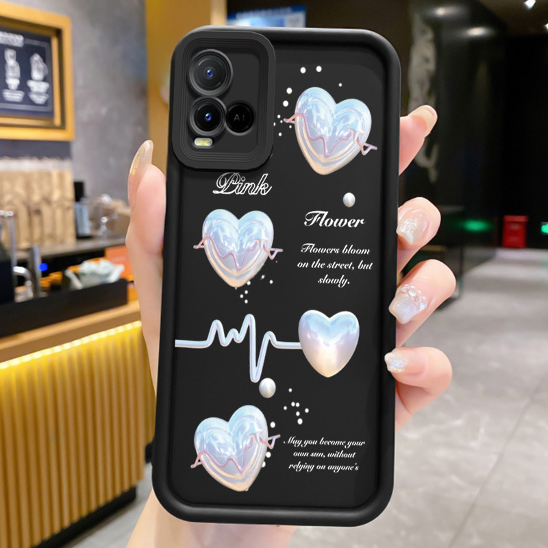 Casing Hp untuk VIVO Y21 Y21s Y21t Y21e Y21a Y21G Y33s Y33t Case Hp Casing pola Awan putih dan bulan