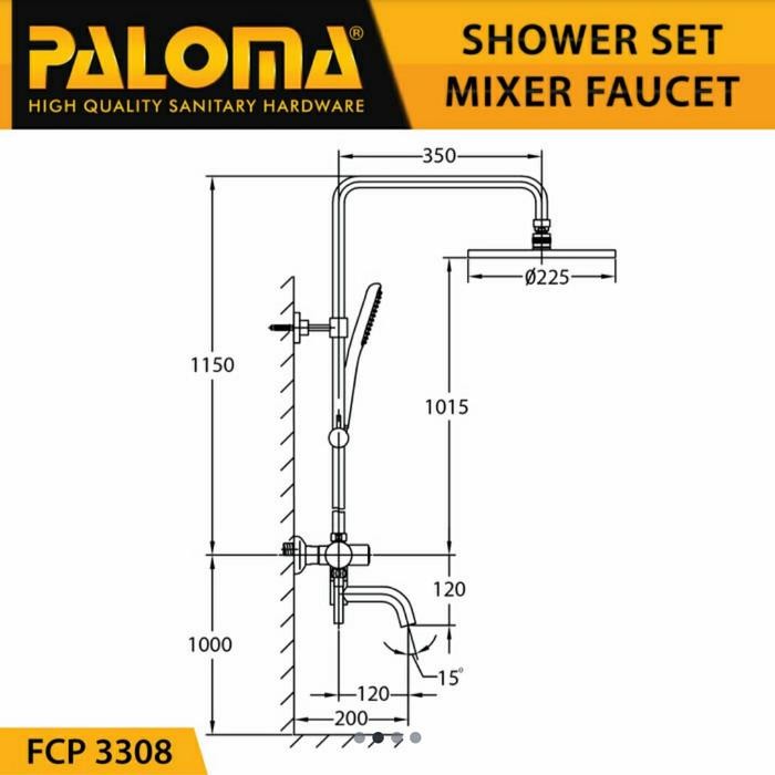 Bagus Shower Set Tiang With Proclick Paloma Fcp 3308 Keran Kran Panas Dingin Terlariss 