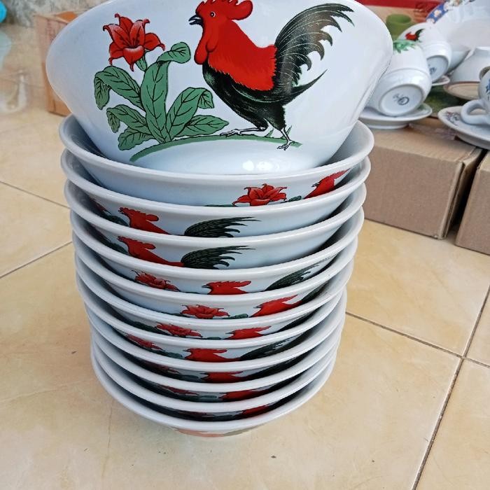[12pcs]Mangkok jago keramik-mangkok bakso-mangkok ayam jago isi 1 lusin/12biji