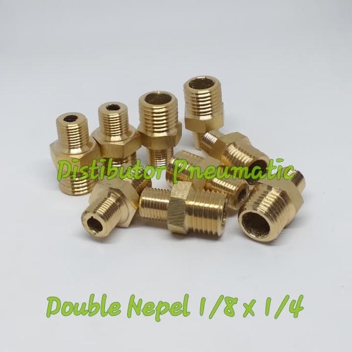 New Double Nepel Brass Kuningan 1/8 x 1/4