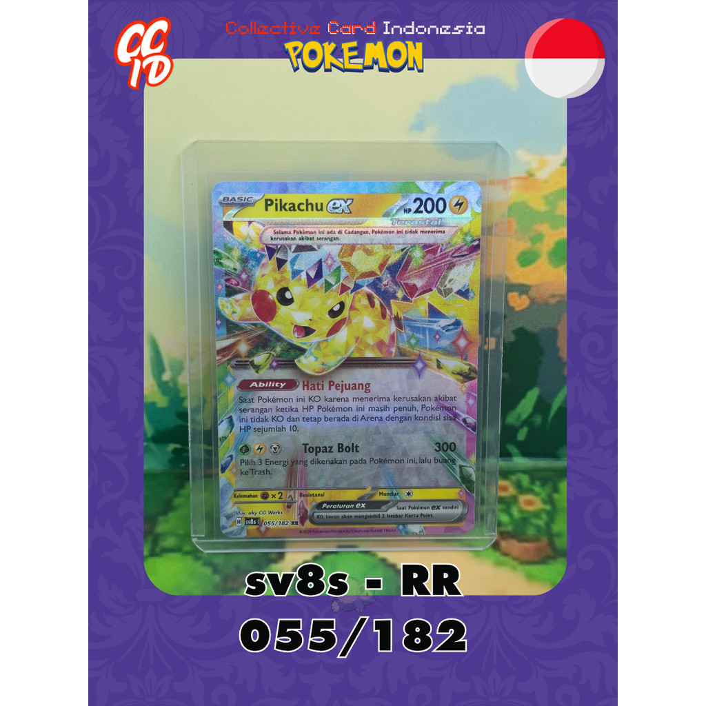Pikachu EX RR | sv8s 055/182 | aky CG Works | Pokemon TCG Indonesia Kilat Rasi