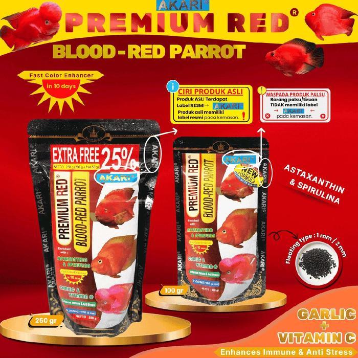 Ready Akari Premium Red Blood Red Parrot 250Gr Makanan Ikan Pakan Oscar Louhan Parrot Pigmen Merah