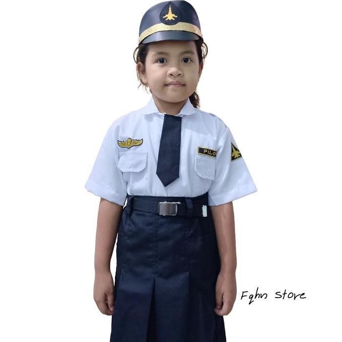 seragam profesi anak/Baju profesi anak/ pilot anak cewek (Free Packing Kardus)