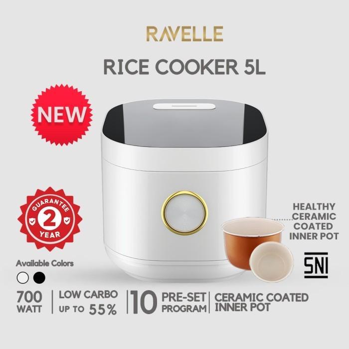 Ravelle Digital Low Carbo Rice Cooker 5L (1.8L Nasi) / Multicooker Stainless