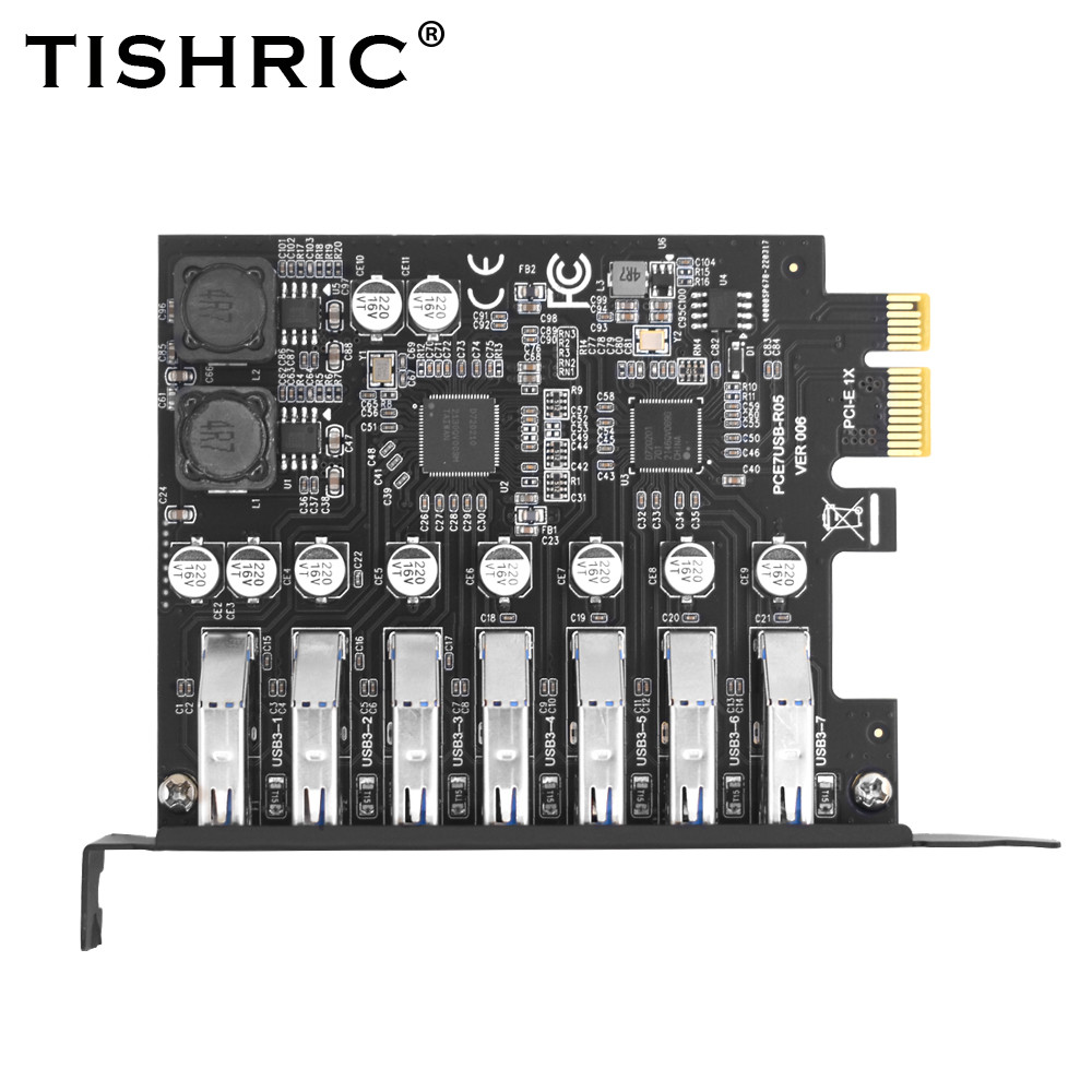 TISHRIC PCIE USB3.0 Adapter PCI-E 1X To USB PCI Express Converter PCI E USB3.0 Controller PCIE 1 To