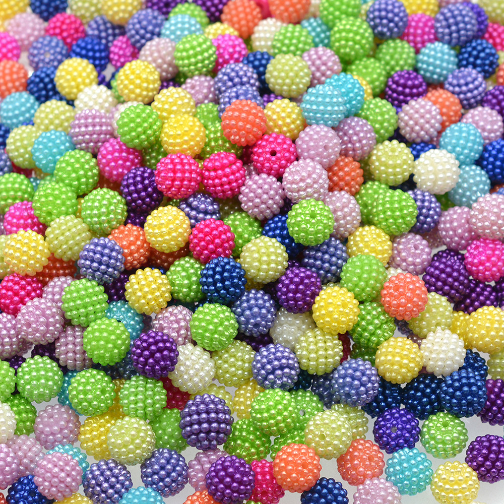 10 12 14 20mm Round Colorful Acrylic Bayberry Beads Fit Europe Imitation Pearl for Jewelry Making