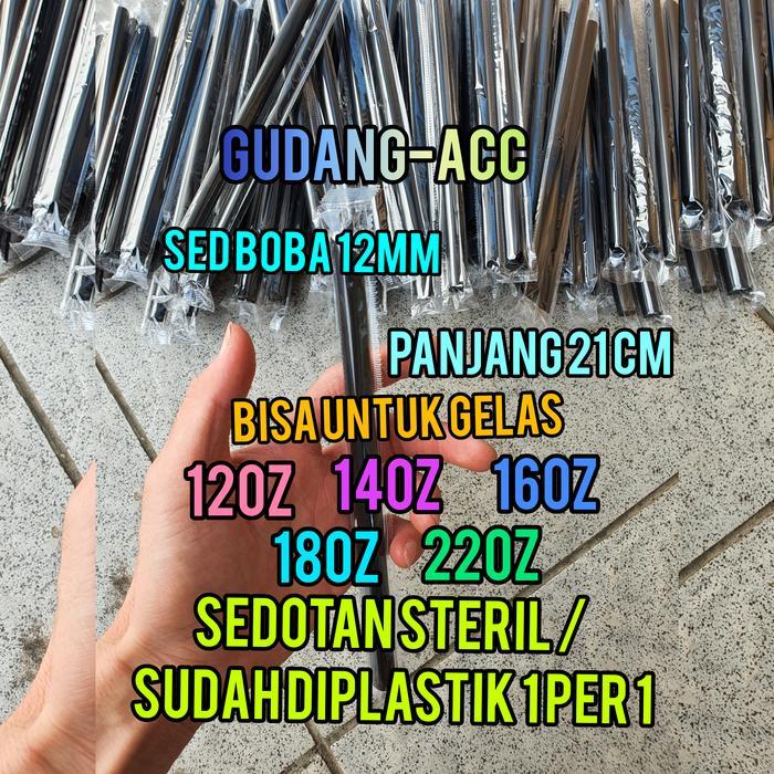 Karl Pipa Sedotan Plastik 12Mm 21Cm Bubble Boba Cochoc Steril Runcing Lurus