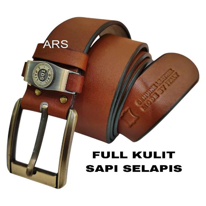Ikat pinggang pria full kulit selapis asli 501 Siap Kirim