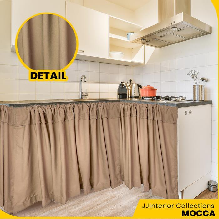 Hordeng Kolong Dapur Minimalis Polos Tirai Bawah Kompor Original