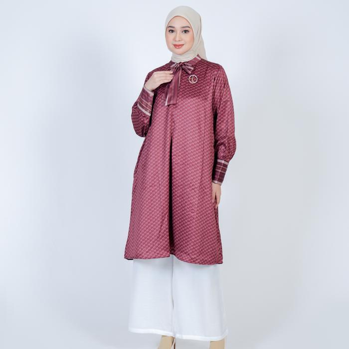 uek4- [Mid Year Sale] Elzatta Tunik Panjang Motif Muslim Wudhu Dan Busui Friendly Tunik Tali