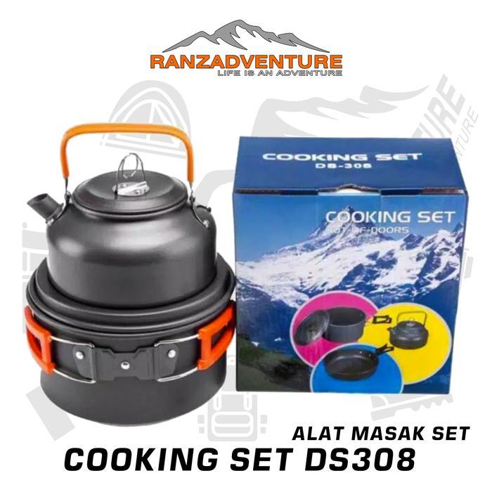 cooking set ds308 alat masak camping satu set + teko ds-308 outdoor