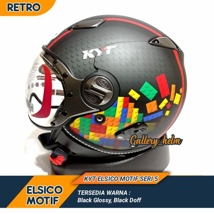 Helm Kyt Elsico Motif #5 Doff | Helm KYT Retro - Black Doff, M