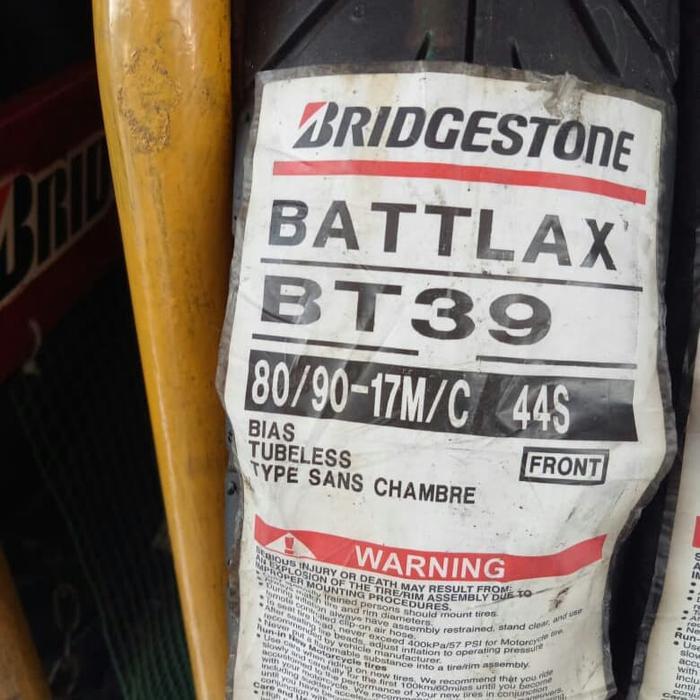BAN LUAR BRIDGESTONE BATTLAX BT 39 UKURAN 80/90-17 BATTLAX TUBELESS