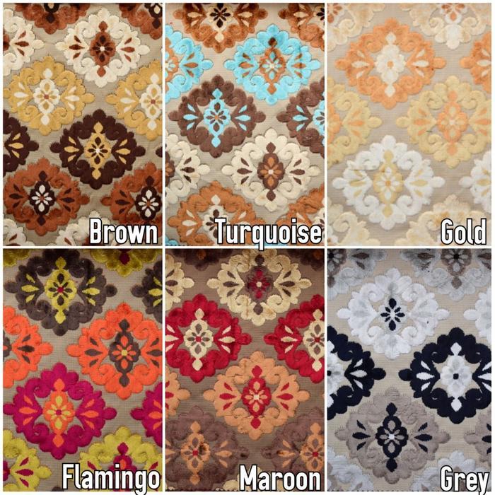 Kain Beludru Sofa Kursi Jati Ukir Ateja Motif Kembang Klasik - Cervina