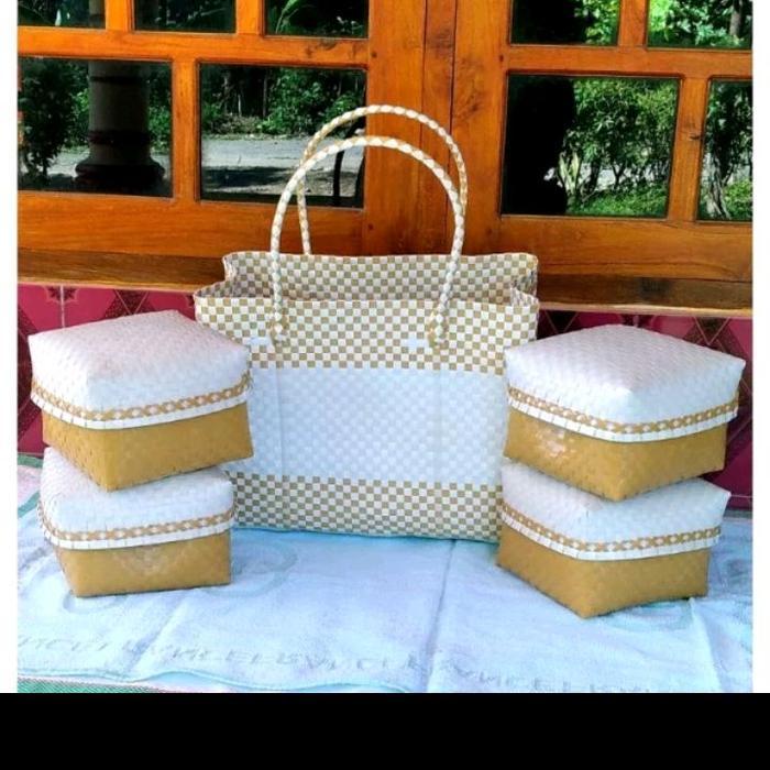 READYSTOCK Set Tas Keben plastik kaca isi 4 gratis besek bambu/ Tas keben BALI / Set Tas Sodan