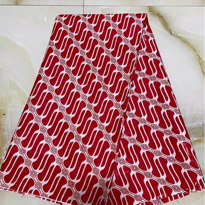 Yoonville Busana kain Batik Cap Handmade Merah Putih Kain Batik Merah Batik Cap Merah Bahan Batik