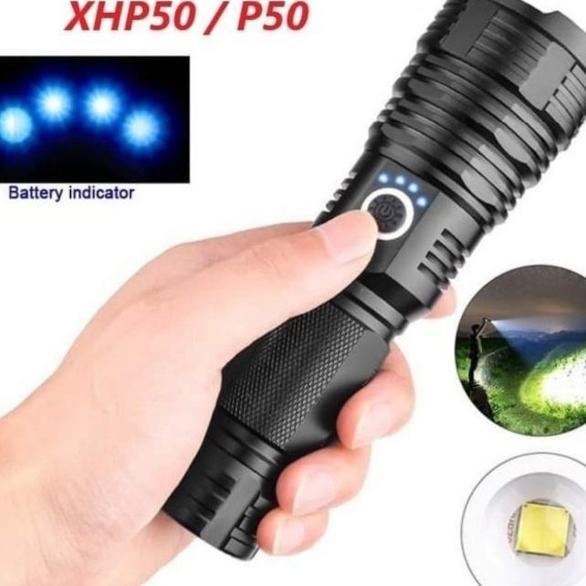 Ready Paket Lengkap Senter Led Tactical 200000 Lumens Xhp 50 - Kualitas Cahaya Super Terang