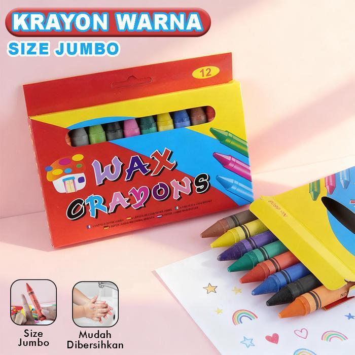 Krayon Warna Jumbo Krayon LIlin Besar Non Toxic Varian Isi Mudah Dibersihkan Aman Perlengkapan Seni