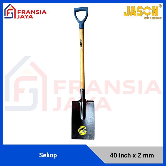 Jason Sekop Pasir Panjang Gagang Kayu 40 inch x 2 mm Skop Spade Scoops Ujung Kotak