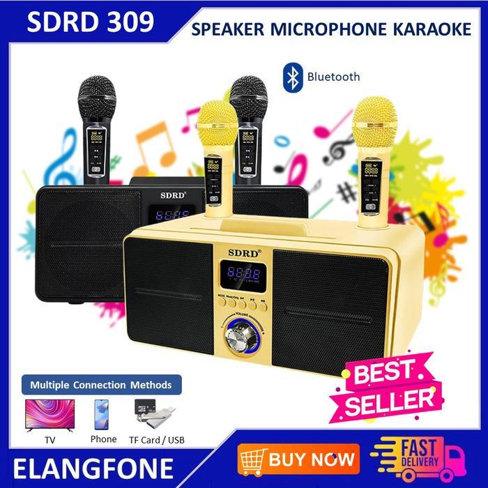 Terlaris SDRD SD 309 MIC KARAOKE WIRELESS SPEAKER BLUETOOTH PORTABLE DUA MIC