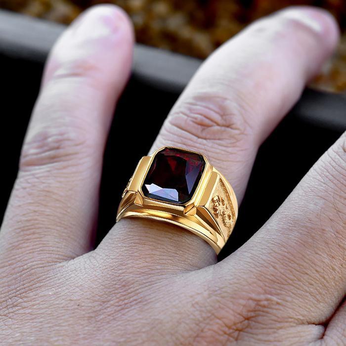 Cincin Naga Emas Pria Sederhana yang Elegan Cincin Naga Emas Vintage Naga Emas Totem Merah Hijau