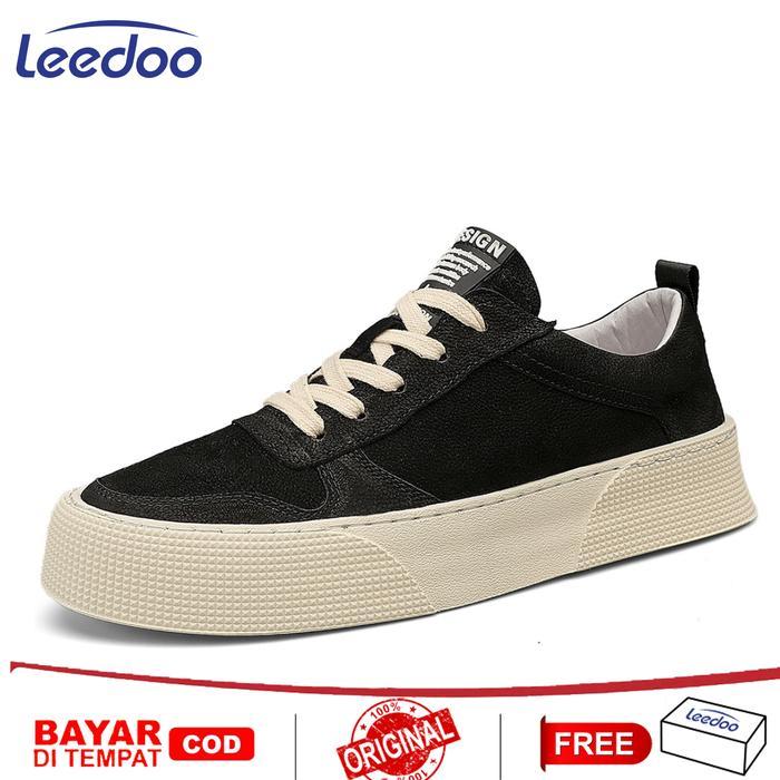 Eiger - Sepatu Sneakers Pria Casual Sepatu Lari Cowok Kekinian Sneakers Hitam Kulit Kuliah Sepatu