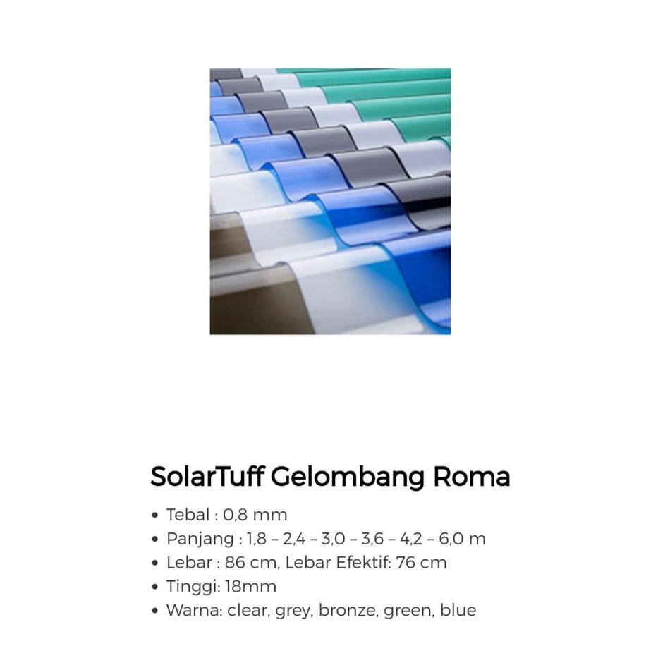 Atap Plastik Solartuff /Polycarbonate Gelombang Roma