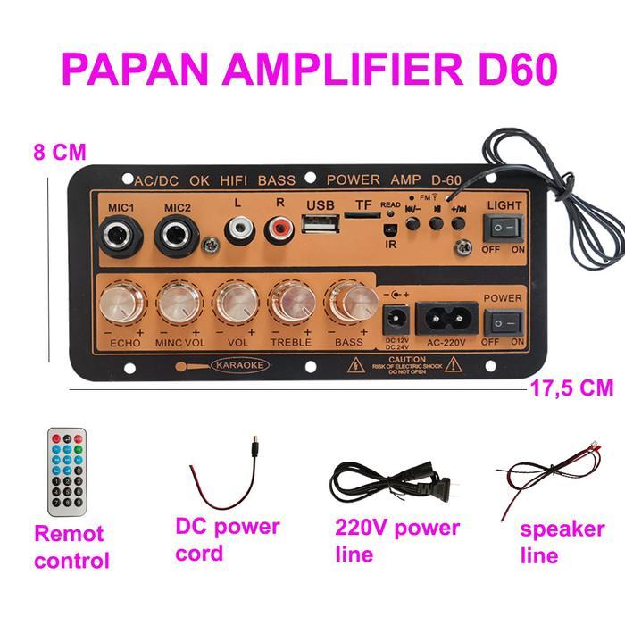 Papan Amplifier D60 kekuatan tinggi Bass Amp kekuatan Bass HI-FI 60-200 tt daya 12V 24V 220V custom