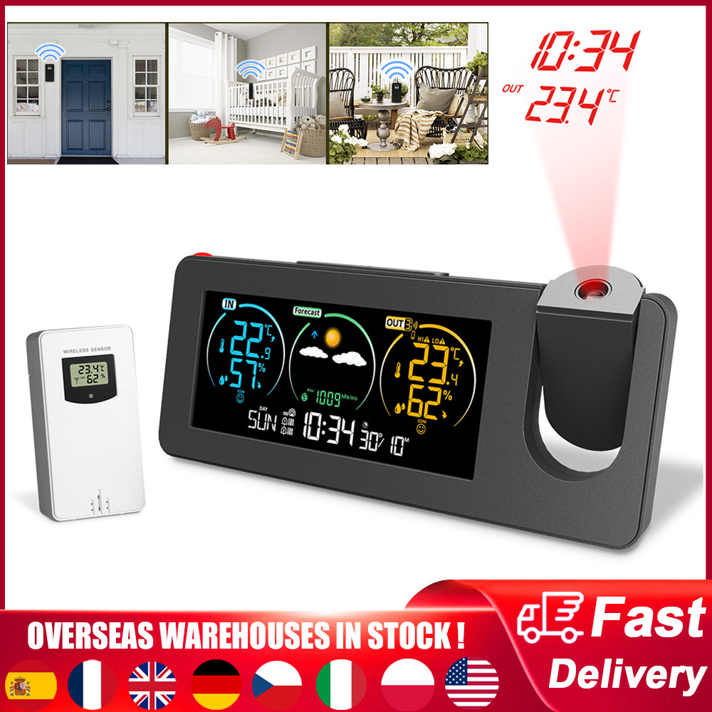 Electronic Projection Clock Weather Station Weather Forecast Temperature and Humidity Meter