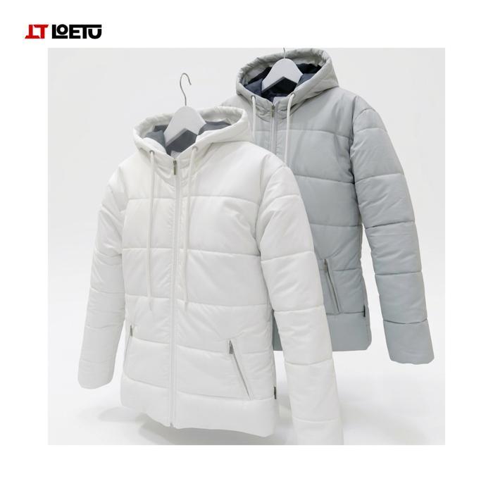 Loetu Jacket Puffer Flowing Garaga Mix & White Musim Dingin