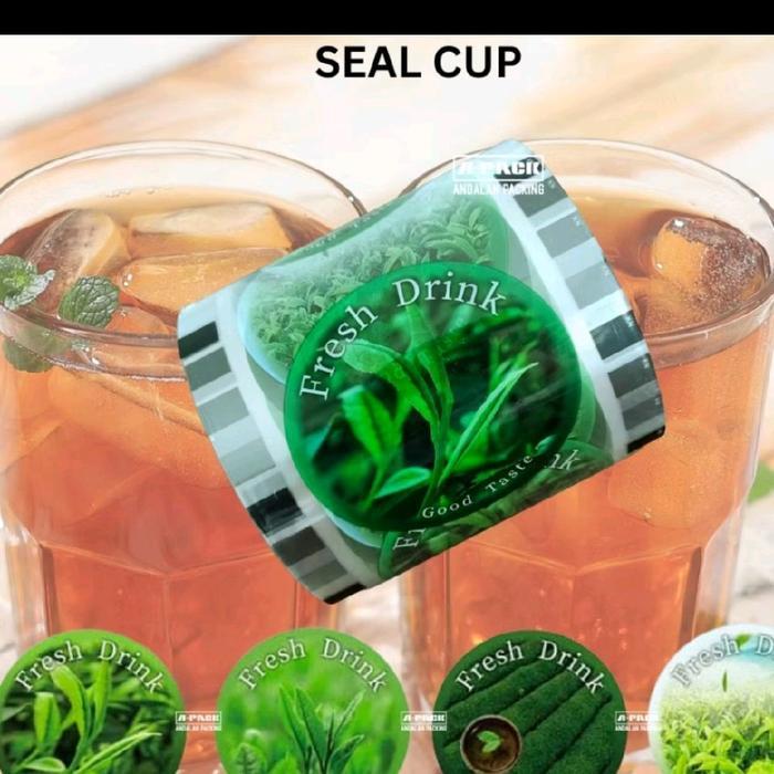 2000 Cup Daun Teh Lid Cup Sealer ; Plastik Seal Cup Motif Daun Teh Isi 2000 Cup Co