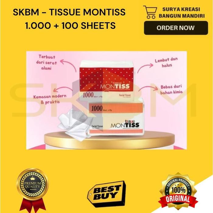 TISSUE MONTISS 1000+100 SHEETS - MONTISS 1000+100 - TISU MONTISS 1000+100 - MONTISS FACIAL TISSUE