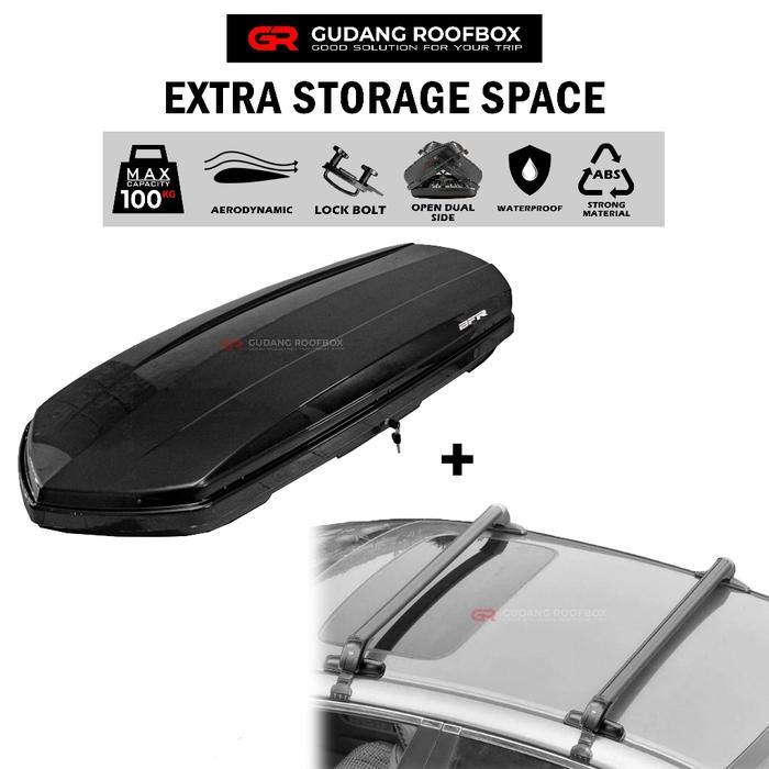 Paket Roof Box Dan Crossbar Roof Box Bagasi Atas Untuk Mobil Innova Reborn Material ABS Original BFR