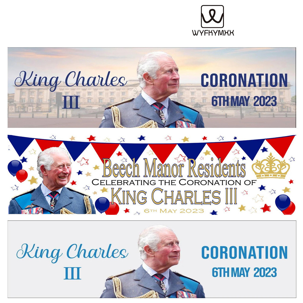 2023 England's King Charles III Coronation Flag Wall Tapestry Hanging Cloth Wall Decoration College 