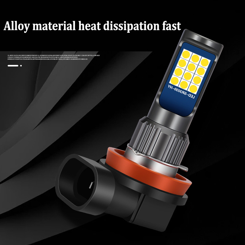 2Pcs H8 H11 led fog light dual color hb4 hb3 3030 24SMD H16 fog lamps H3 H4 H7 LED BULBS 880 881 H27