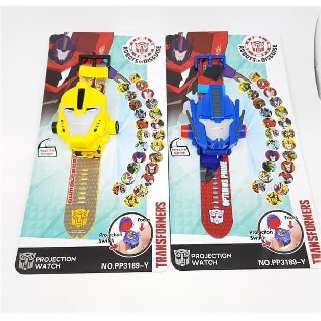 Jam Tangan Proyeksi Kepala Besar Motif Transformer Bumblebee Optimus