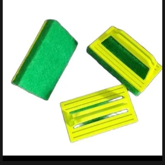 Tile Scrub Pad Gagang Awet Kuat Murah Tebal Kasar 14X8.3X3CM Hijau Sikat Tapas Spon Sponge Spons Sab