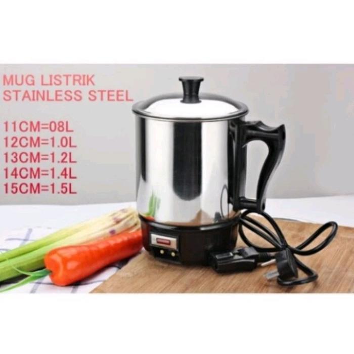 mug listrik stainless steel/mug teko electrick/alat masak air panas elektrick/cangkir pemanas air