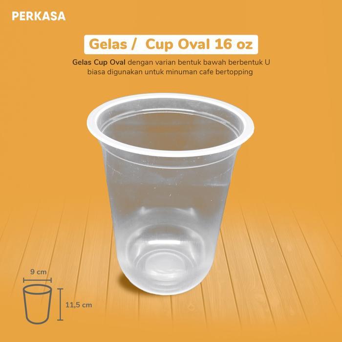 magg- (Isi 50) Gelas Cup Oval U + Tutup / Cup Plastik Oval /Cup Boba / Cup