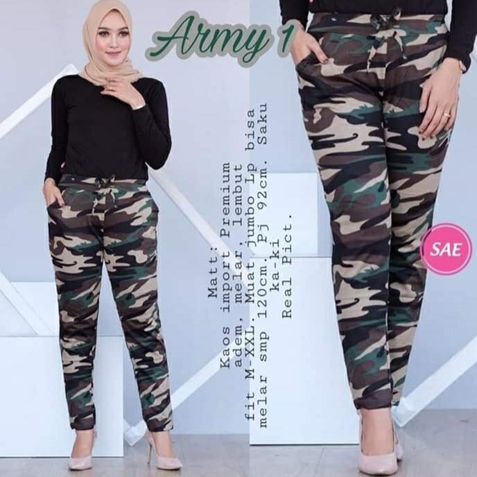 Celana Joger Army Wanita / Olahraga / Zumba / Lari / Senam / Sepeda