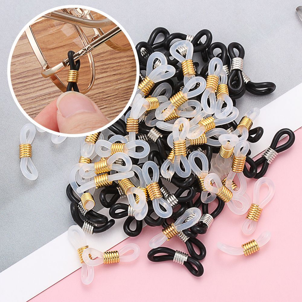 50PCS White Anti-Slip Adjustable Eyeglasses Holder Eyeglass Chain Ends Retainer Eyeglass Strap