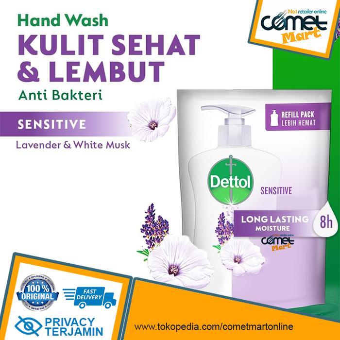 vfvv- Sabun Cuci Tangan Dettol Sensitive Refill. Menjaga Kelembaban 200 Gr