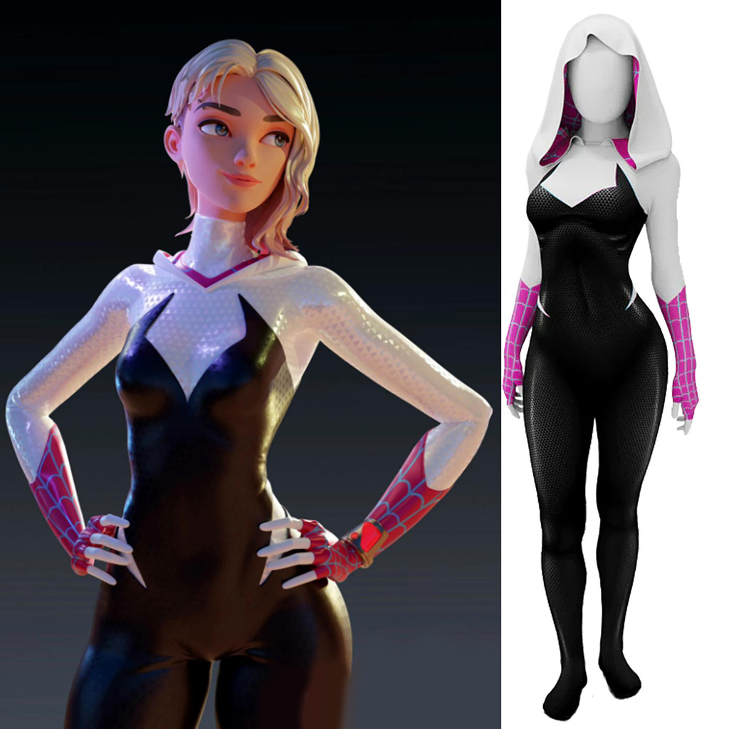 Spiderman A The Spider Verse Cosplay Gwen Stacy Superhero Spandex Costume Spider Bodysuit Zentai