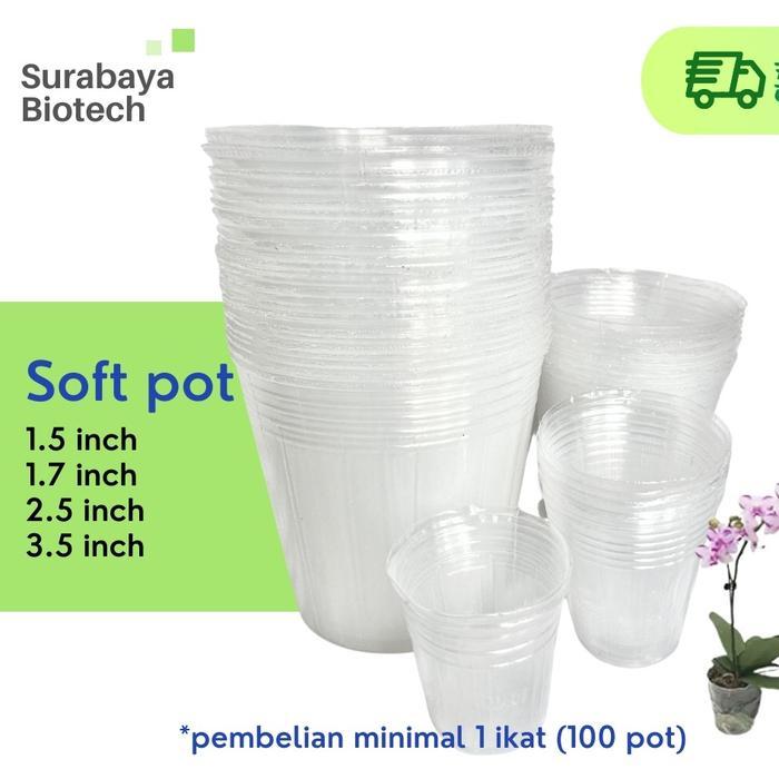 4bdw- Softpot Anggrek 1.5 Inch (1 Ikat = 100 Pot) Soft Pot Transparan