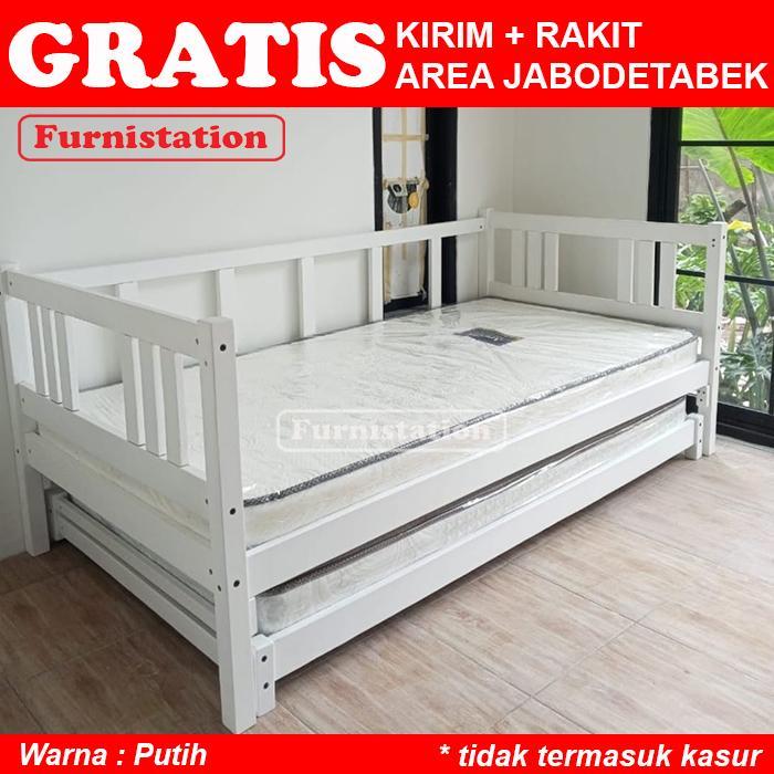 Sofabed Dengan Single Bed Ranjang Sorong Ranjang Kayu Minimalis
