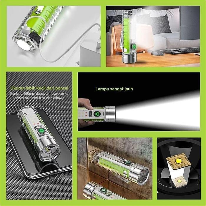 Senter Mini 520A Transparan Senter Lampu Strobo Senter Multifungsi 520 Terlaris