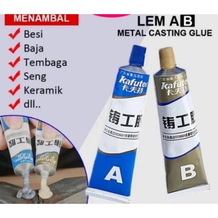 Lem Epoxy AB Kuat Metal Casting Glue Penambal Besi Radiator Anti Bocor Kayu Keramik Plastik Tahan