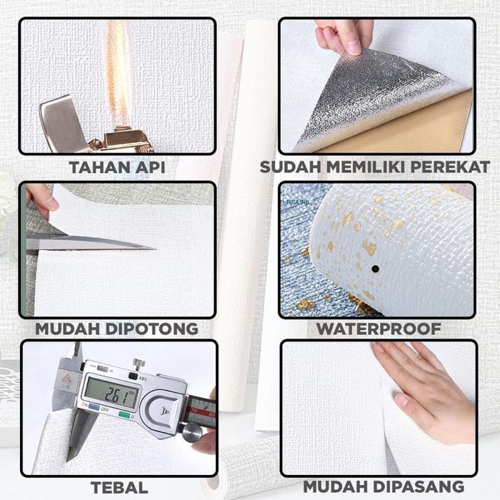 Wallpaper LINEN 1 Roll Stiker Wallpaper Dinding Dekorasi Kamar Sticker dinding
